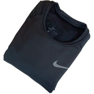 Nike Dri-FIT Mens Long Sleeve Training Shirt Black Raglan Swoosh Large L